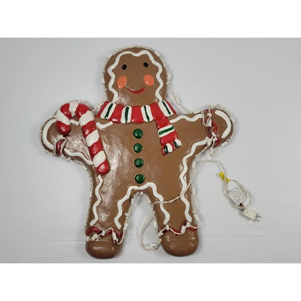 Vintage Sylvania Yulescapes Gingerbread Boy Outdoor Xmas Decor Lights Tested